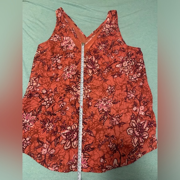 Maurices Orange Floral V-neck Tank Top Size Large - Picture 3 of 7